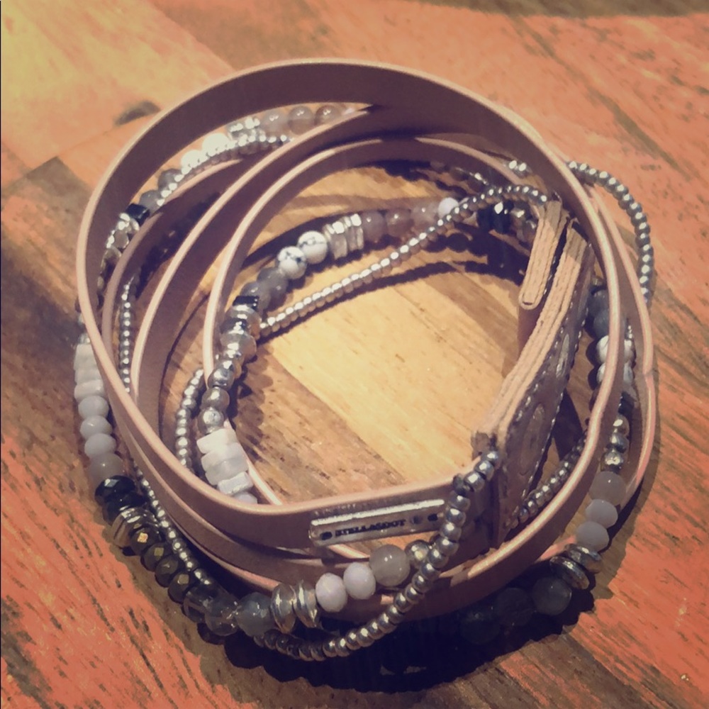 Leather & bead wrap bracelet
